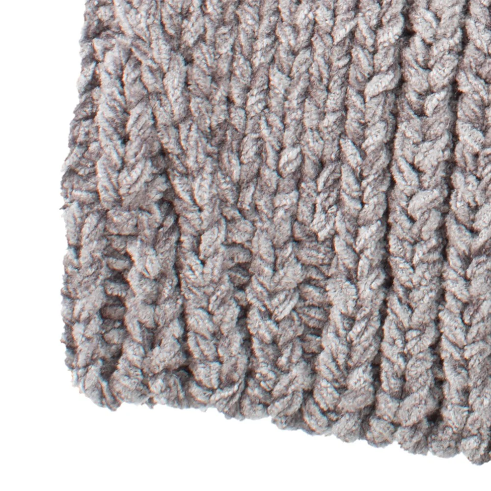 Women's Chenille Hat with Faux Fur Pom - Image 9