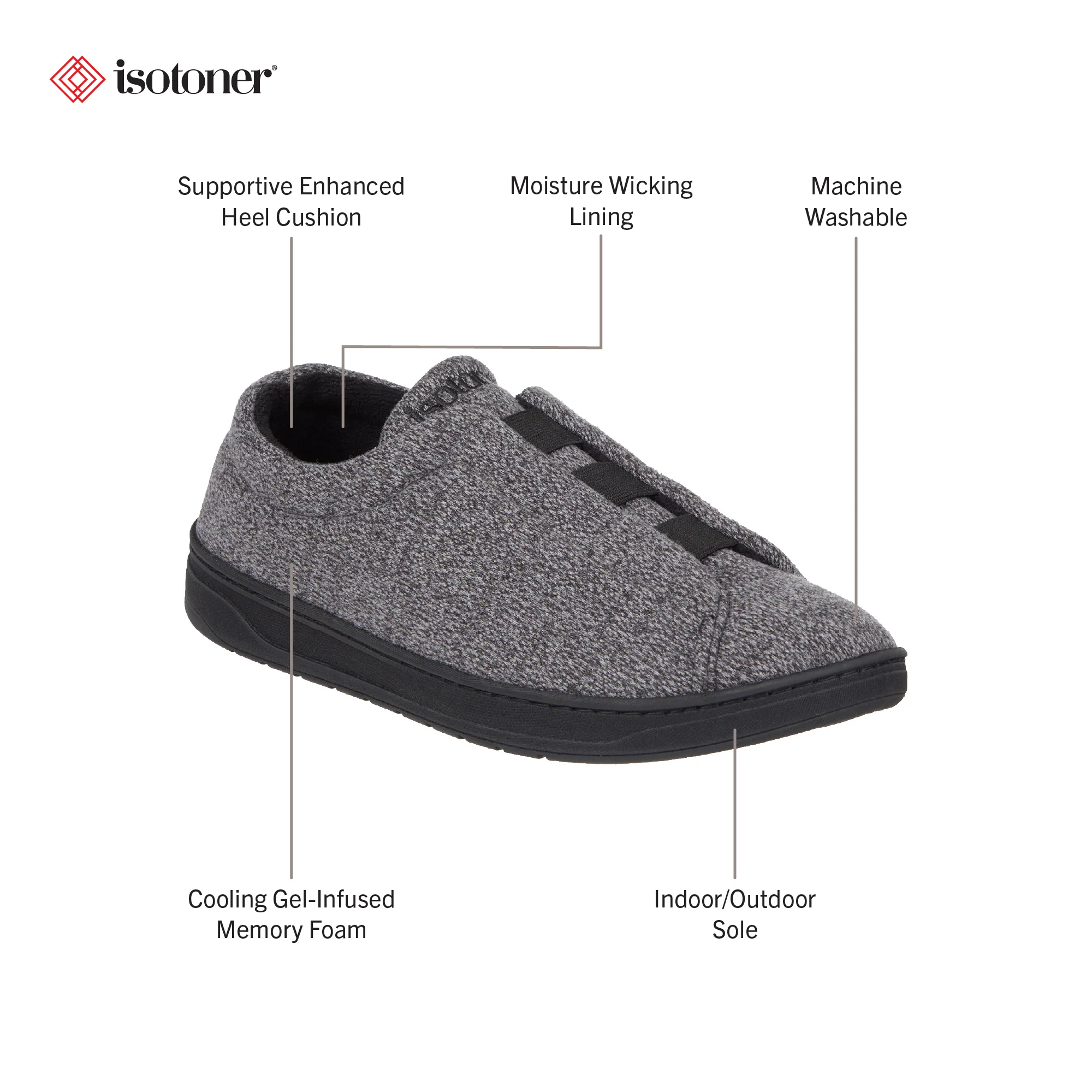 Men's Heathered Knit Brady Sneaker-Style Slipper - Image 22