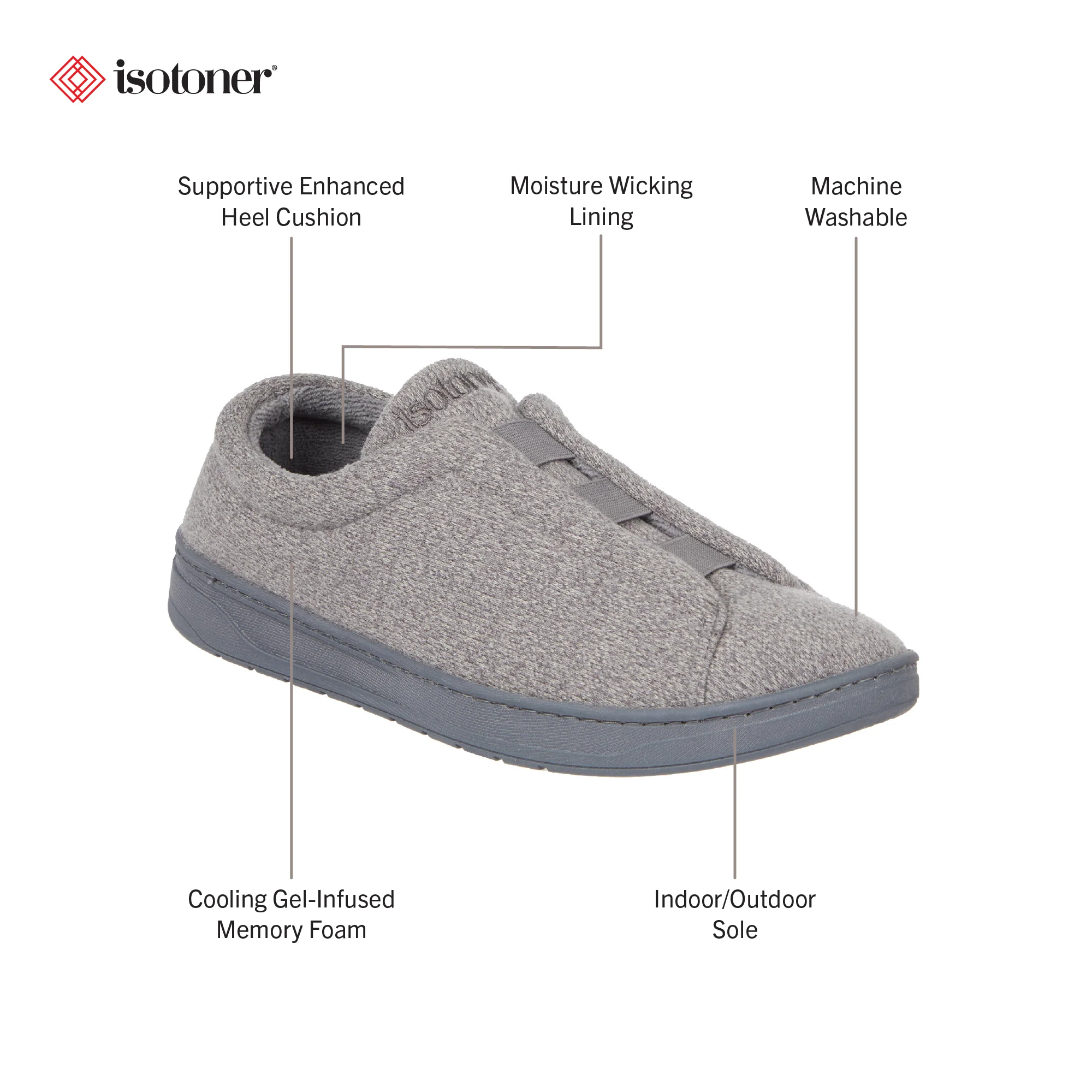 Men's Heathered Knit Brady Sneaker-Style Slipper - Image 3