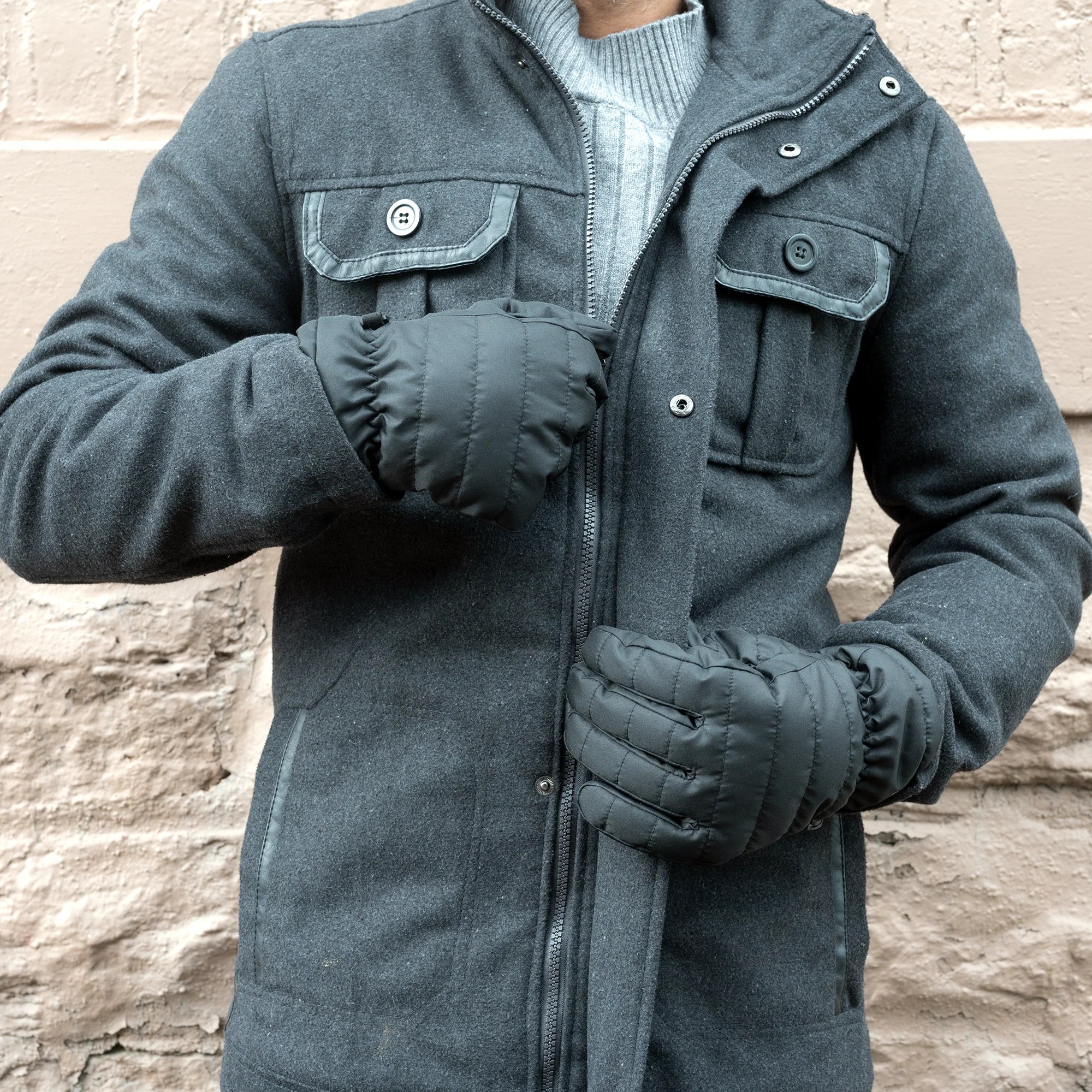 Men's Quilted Pongee with Gathered Wrist Glove - Image 30