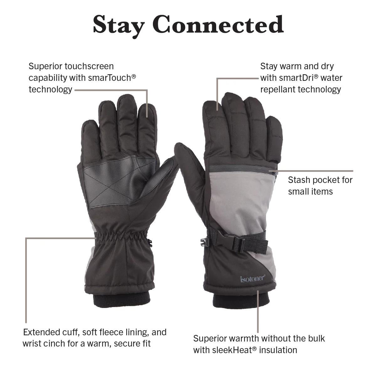 Men's Waterproof Extended Cuff Ski Glove - Image 11