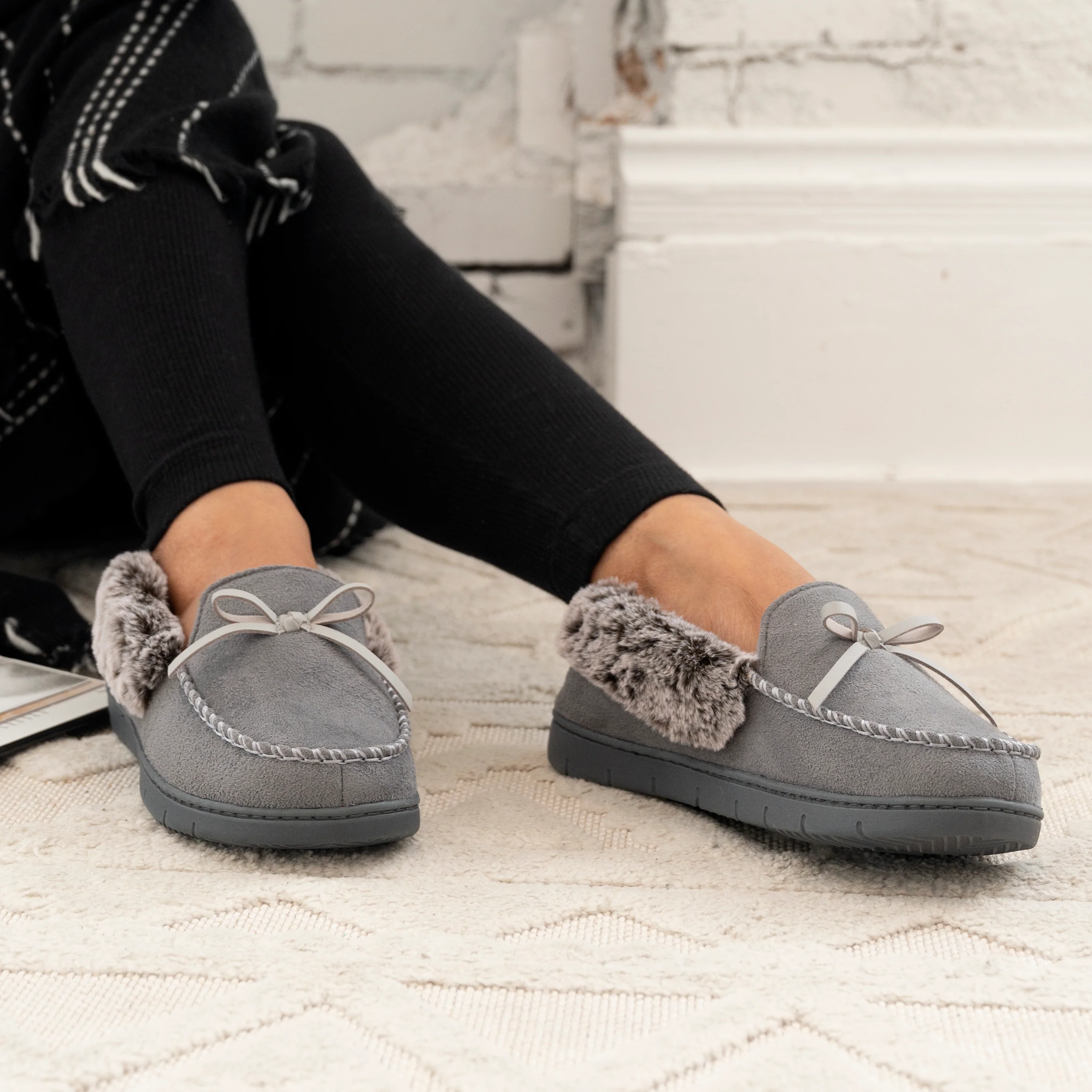 Women's Rae Moccasin Slipper with Faux Fur - Image 3
