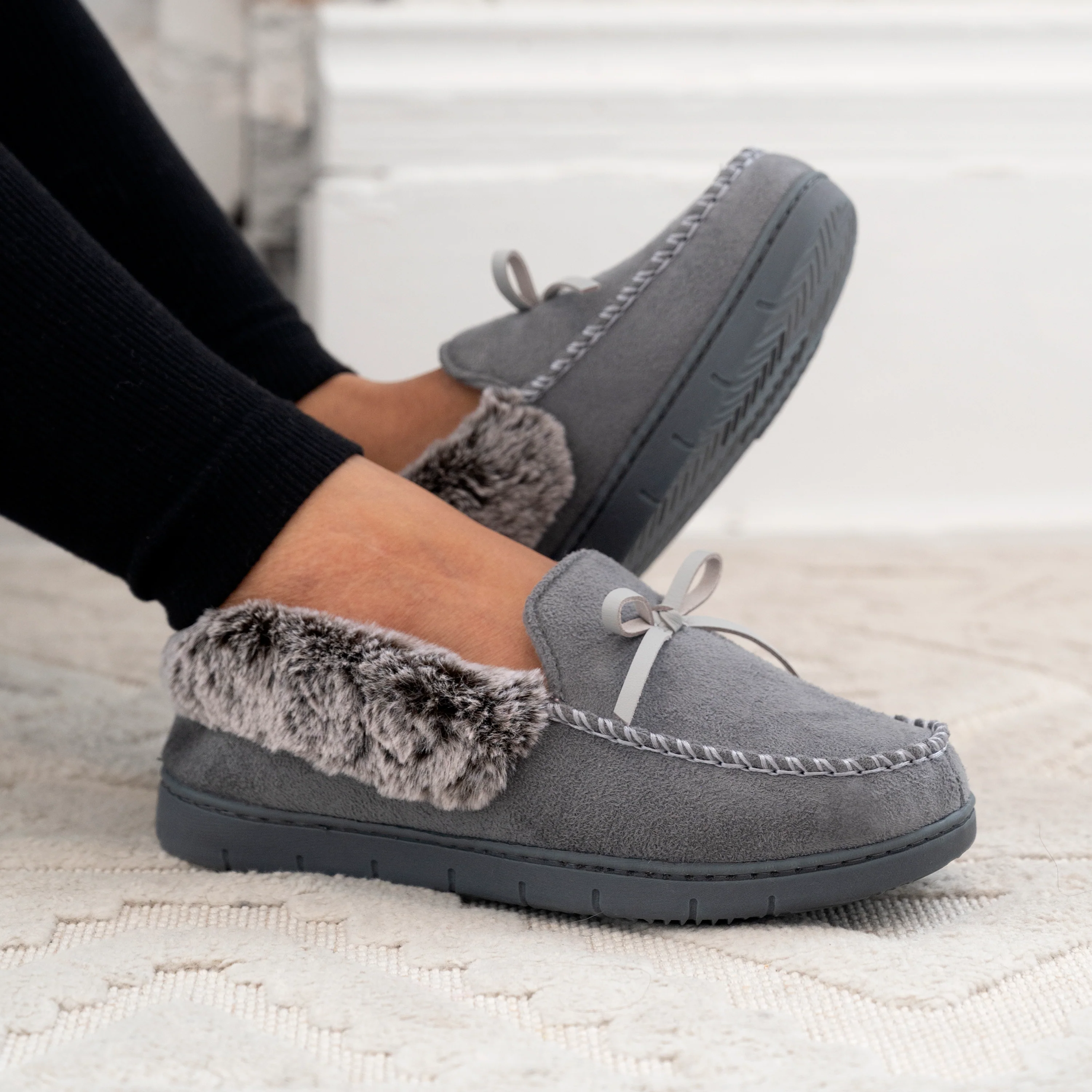 Women's Rae Moccasin Slipper with Faux Fur - Image 9