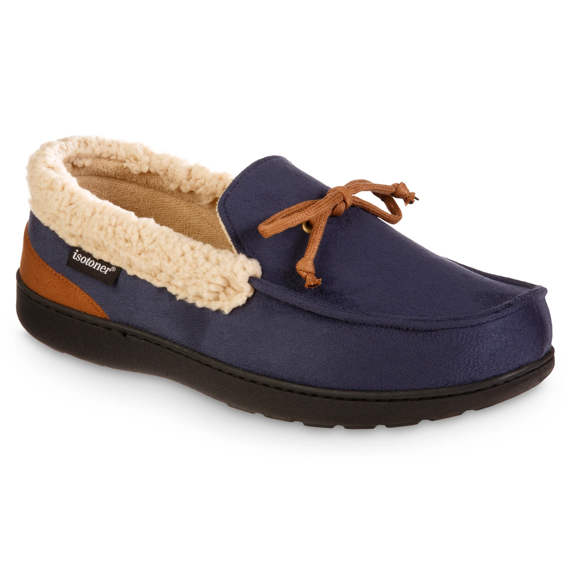 Men's Vincent Microsuede Moccasin Slipper with Sherpa Spill - Image 16