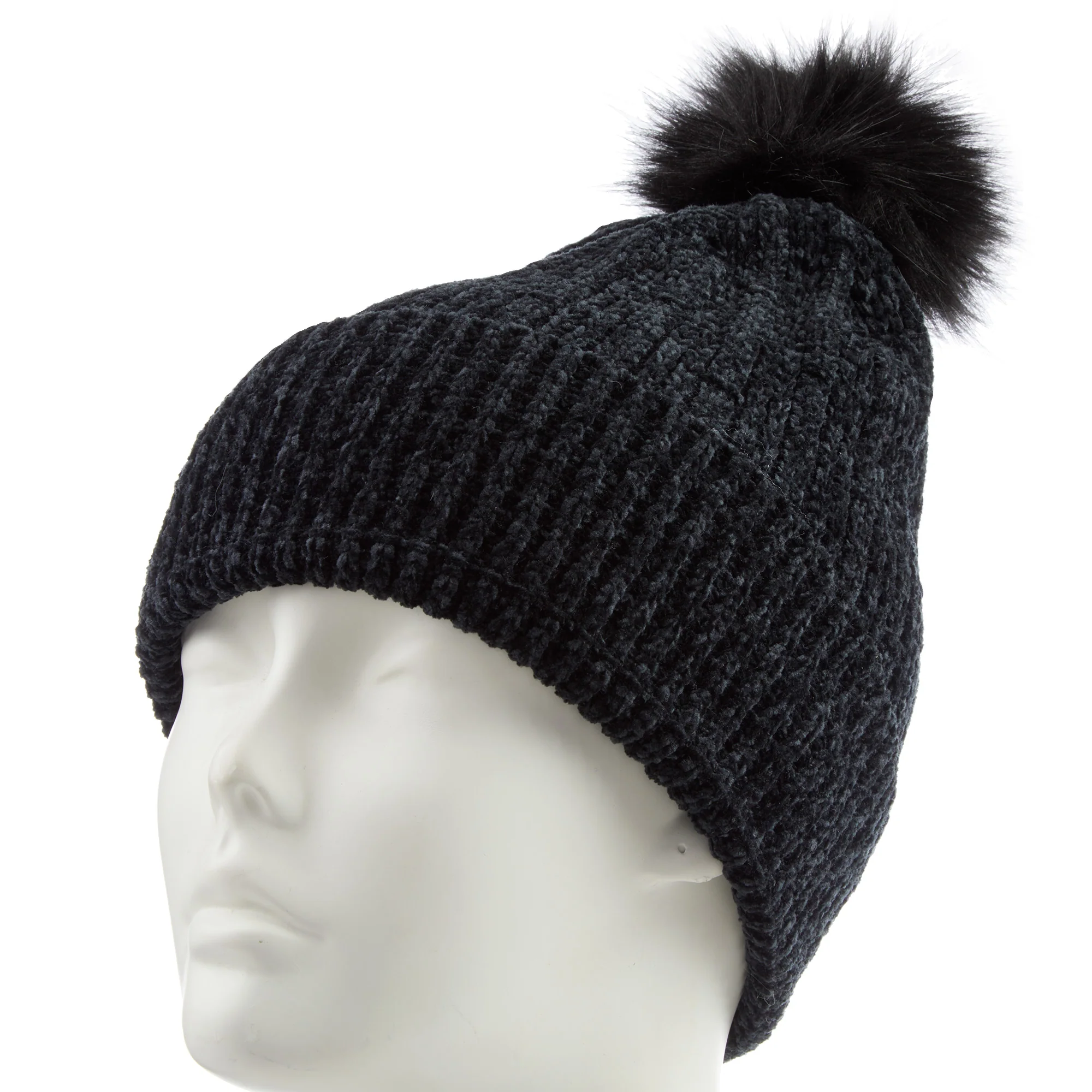 Women's Chenille Knit Beanie with Faux Fur Pom - Image 6