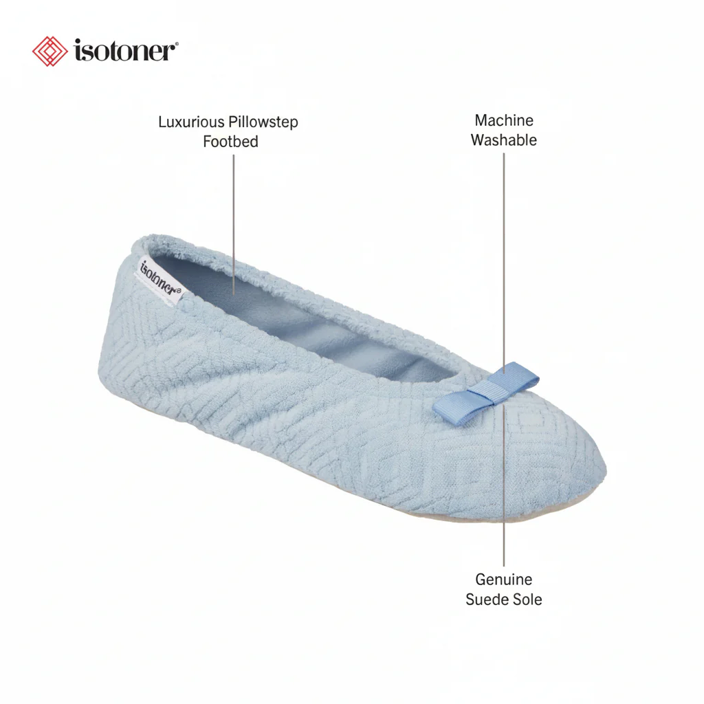 Women's Diamond Microterry Gemma Pillowstep Ballerina Slipper - Image 14