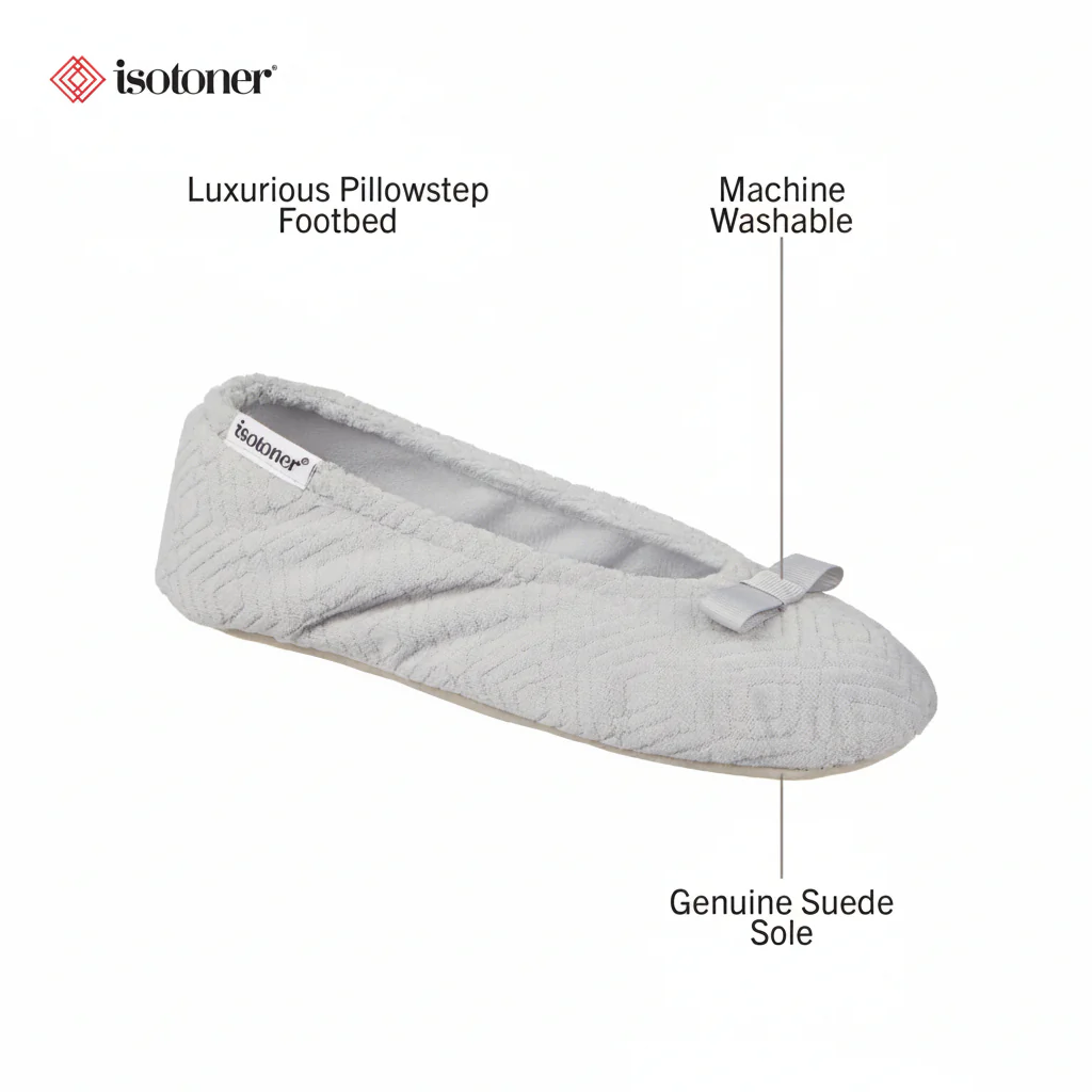 Women's Diamond Microterry Gemma Pillowstep Ballerina Slipper - Image 53
