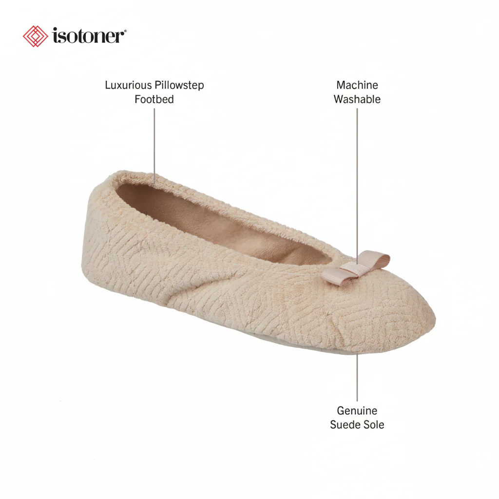 Women's Diamond Microterry Gemma Pillowstep Ballerina Slipper - Image 61