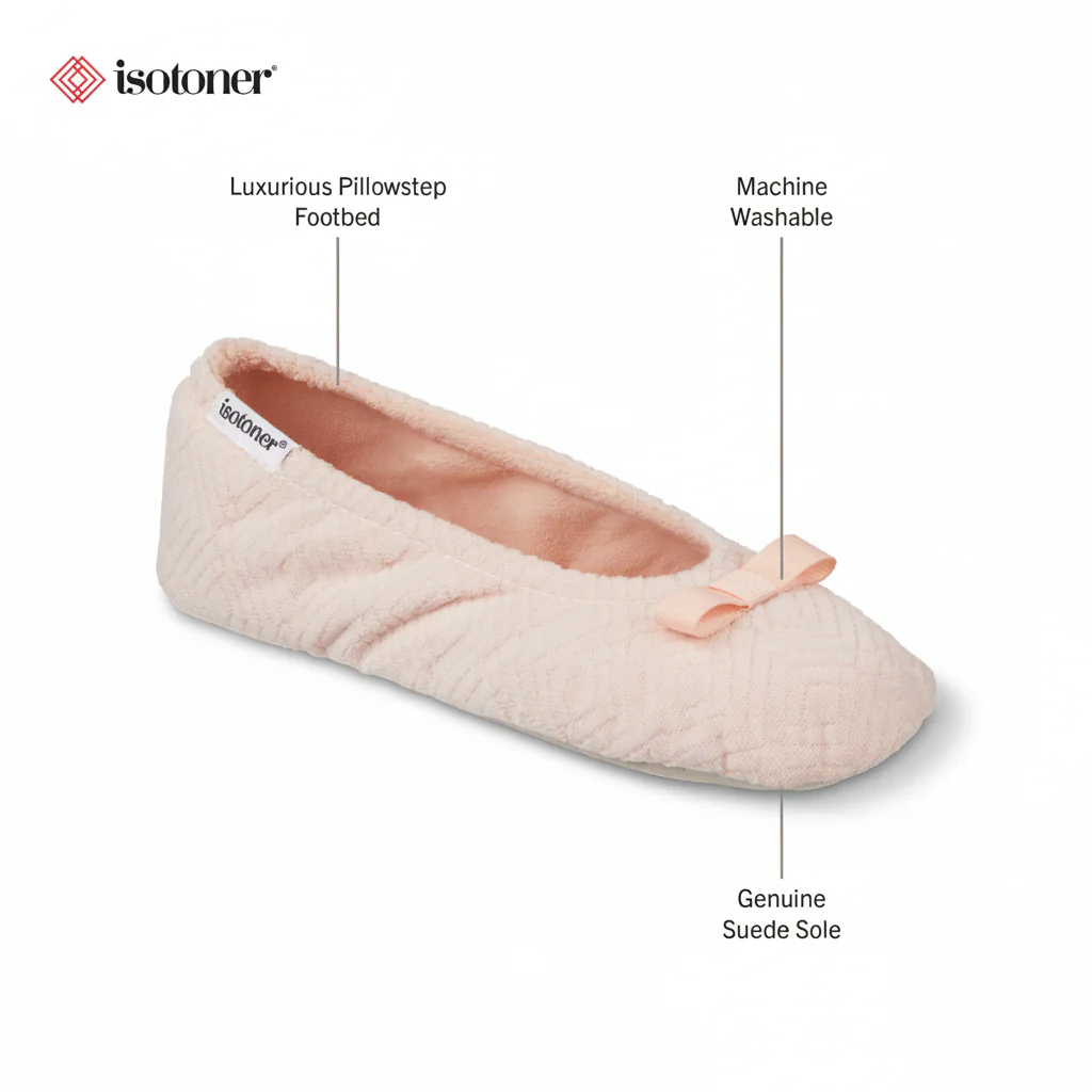 Women's Diamond Microterry Gemma Pillowstep Ballerina Slipper - Image 69