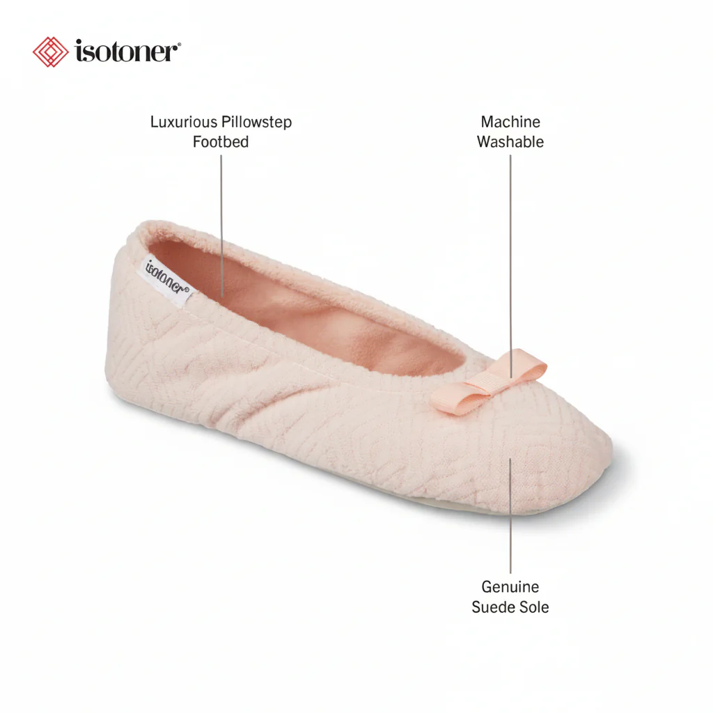Women's Diamond Microterry Gemma Pillowstep Ballerina Slipper - Image 77