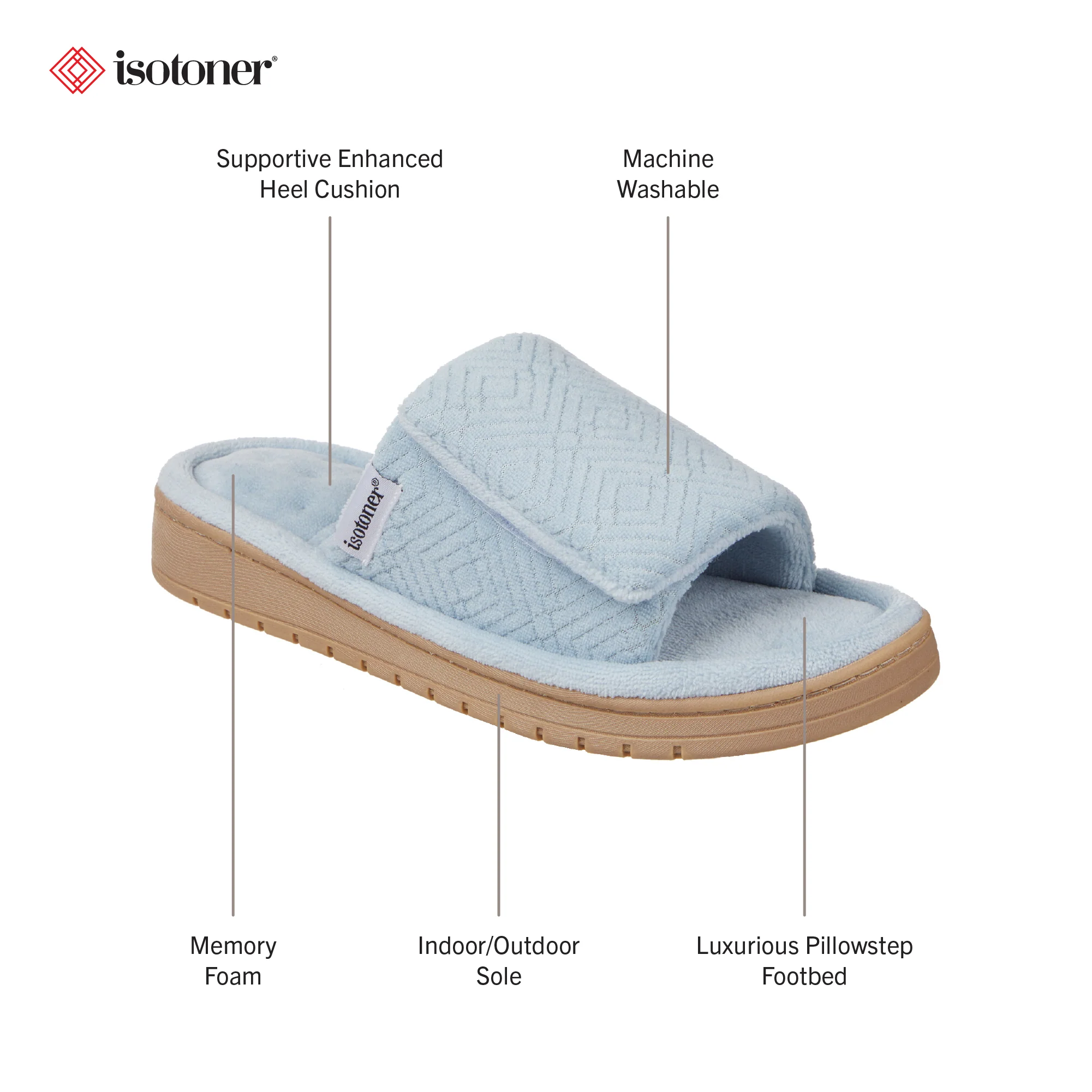 Women's Diamond Microterry Gemma Adjustable Slide Slipper - Image 29