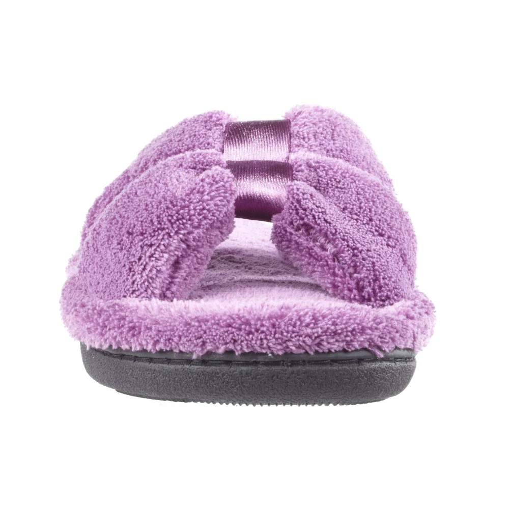 Women's Microterry Sandal Slipper with Satin Detail - Image 11