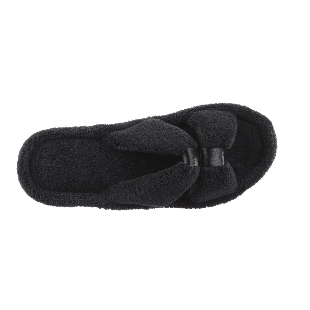Women's Microterry Sandal Slipper with Satin Detail - Image 15