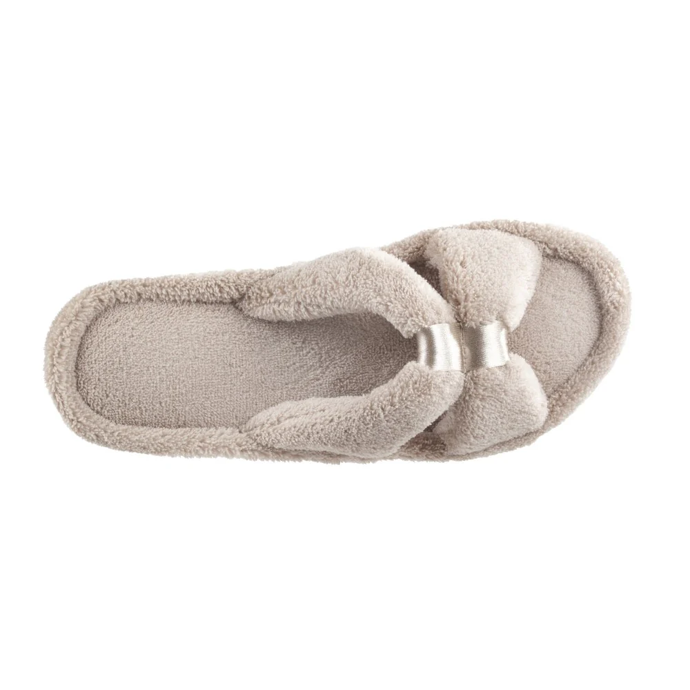 Women's Microterry Sandal Slipper with Satin Detail - Image 3