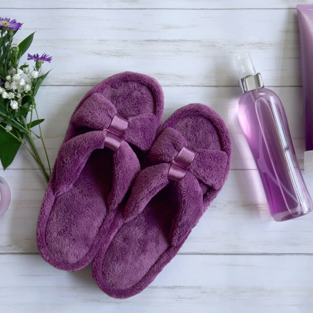Women's Microterry Sandal Slipper with Satin Detail - Image 8