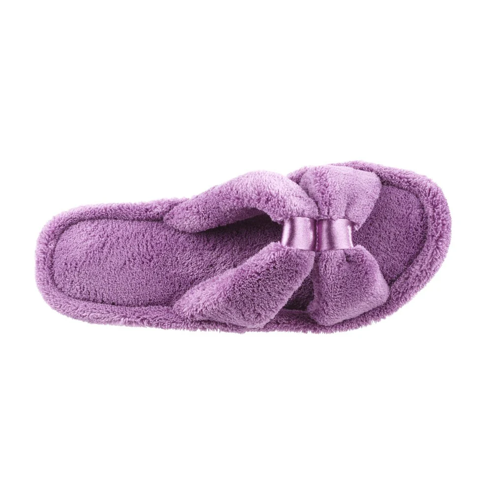 Women's Microterry Sandal Slipper with Satin Detail - Image 9