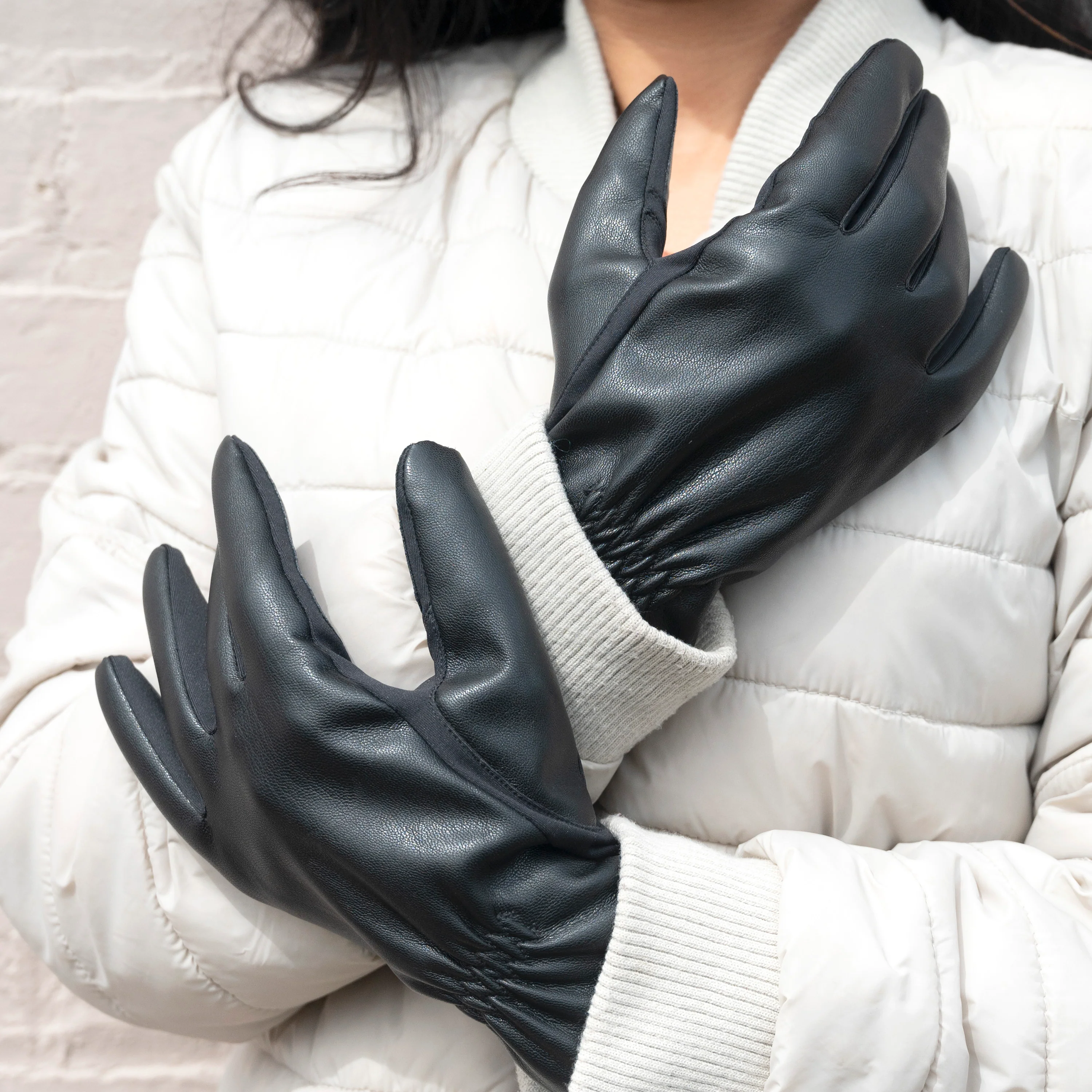 Women’s Lined Faux Leather Stretch Glove - Image 5