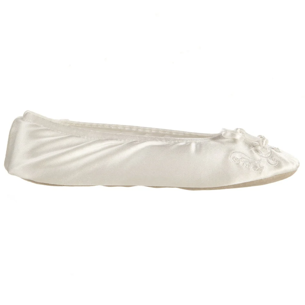Women’s Embroidered Pearl Satin Ballerina Slippers - Image 6