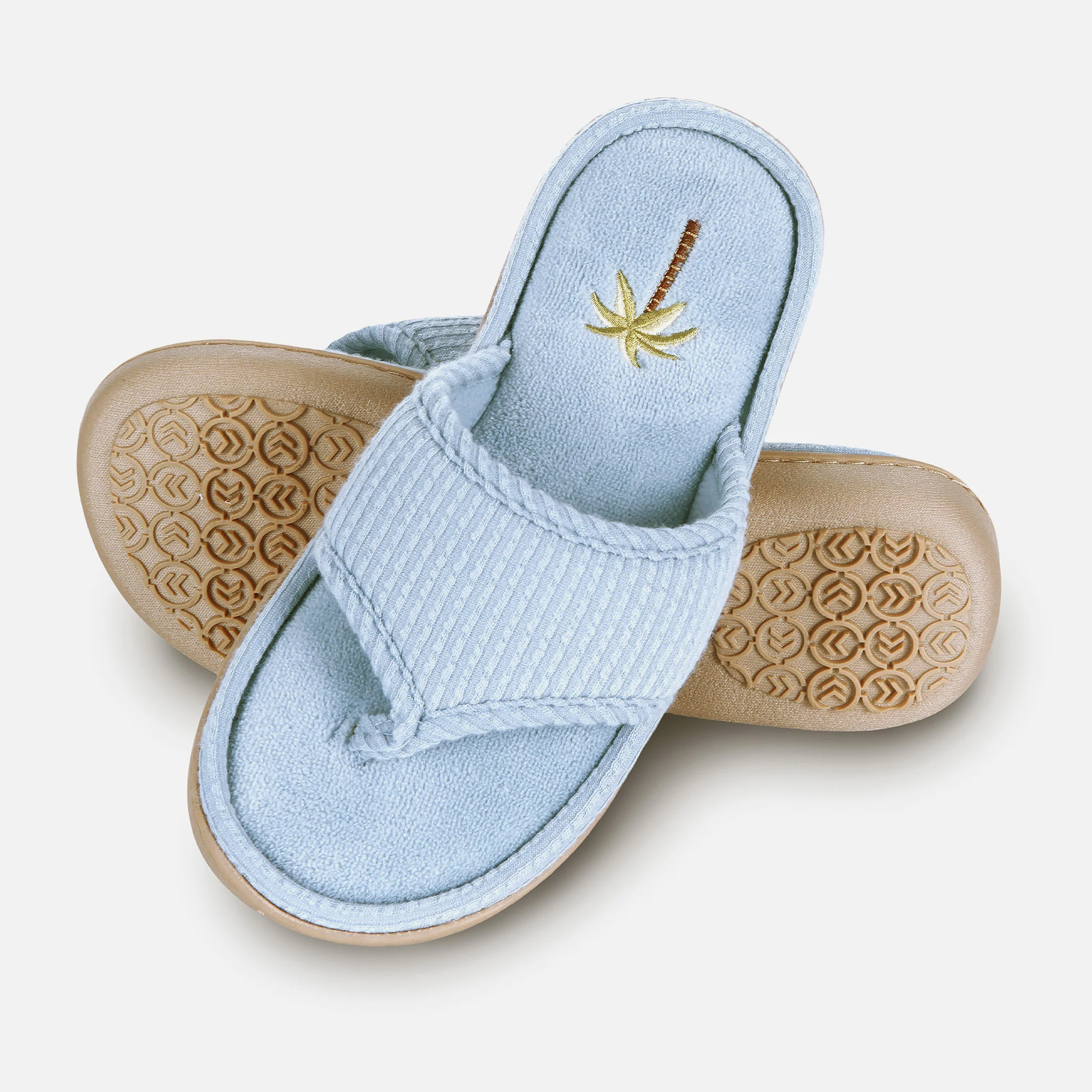 Women's Embroidered Seersucker Flip Flop Slipper - Image 10