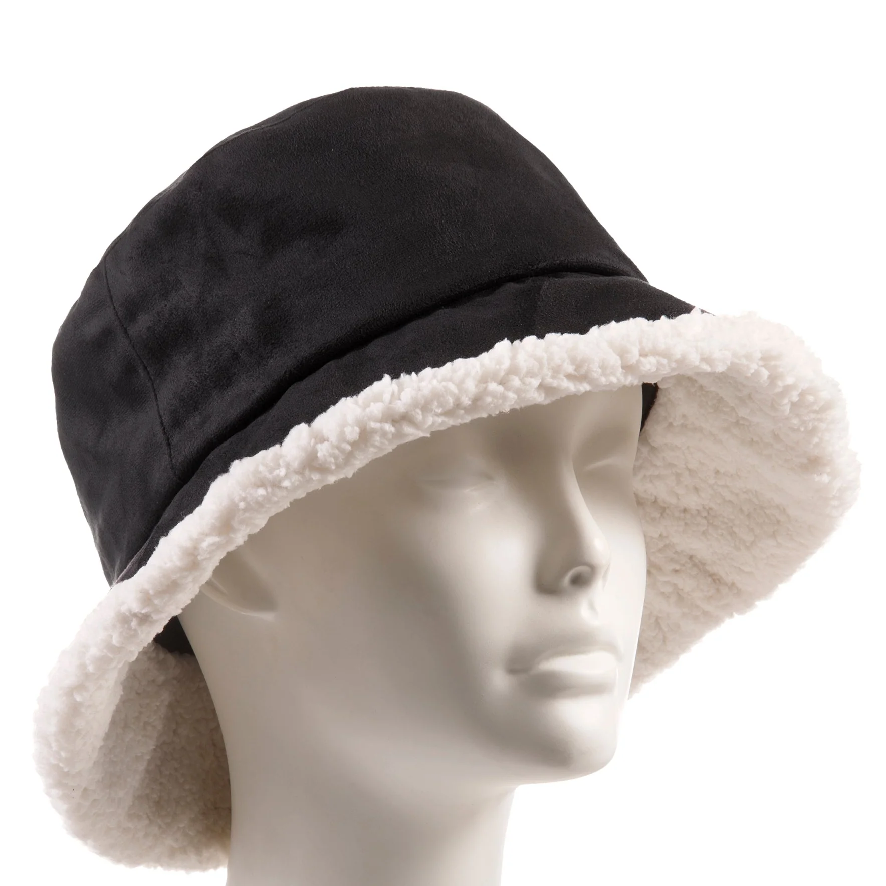 Women's Microsuede Bucket Hat with Sherpa Details - Image 4