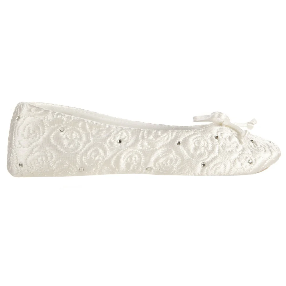 Women’s Rose Quilted Ballerina Slipper With Rhinestone - Image 10