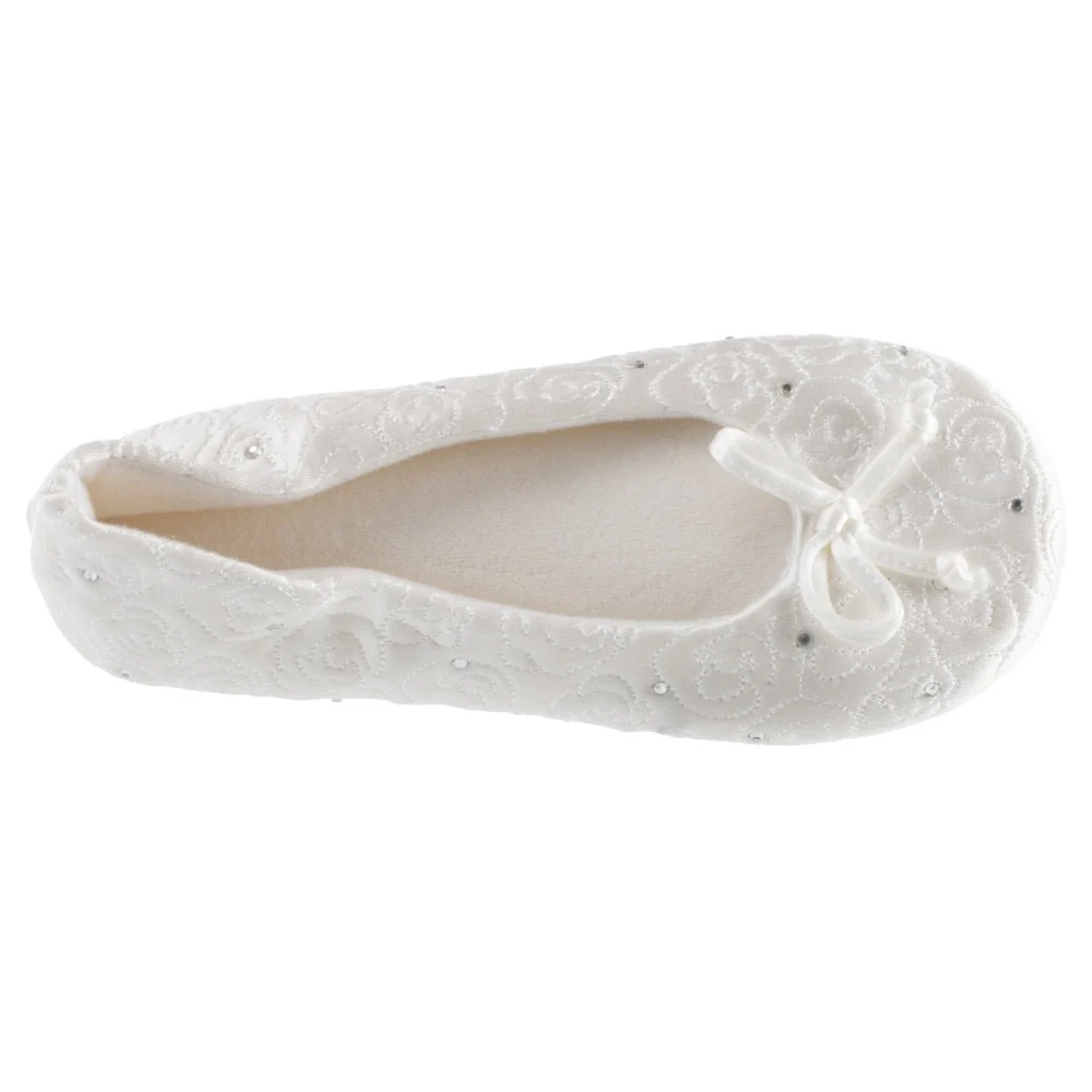 Women’s Rose Quilted Ballerina Slipper With Rhinestone - Image 11