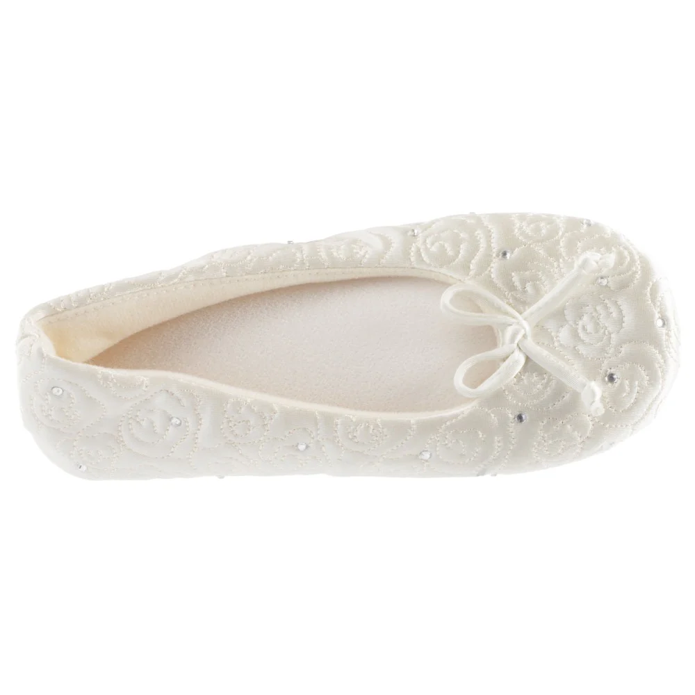 Women’s Rose Quilted Ballerina Slipper With Rhinestone - Image 5