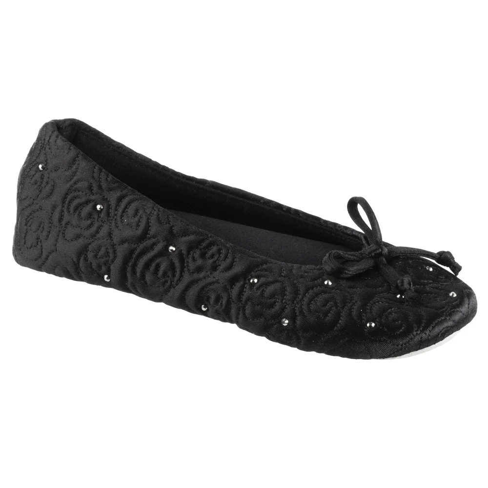 Women’s Rose Quilted Ballerina Slipper With Rhinestone - Image 6